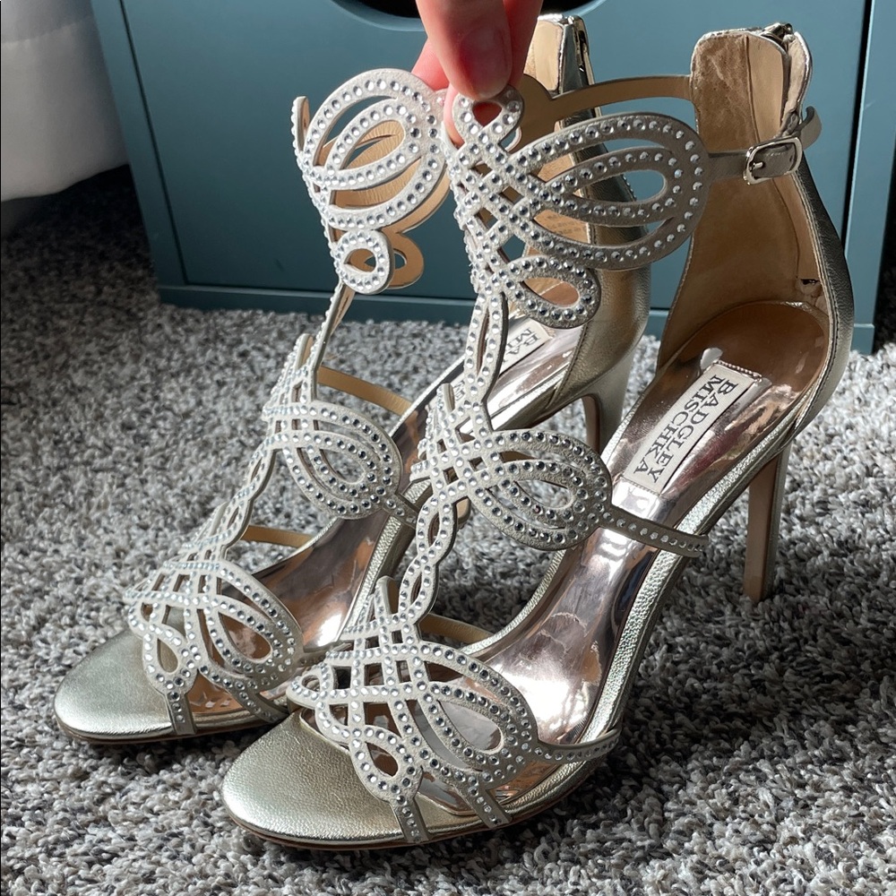 Badgley Mischka Metallic Silver Heels